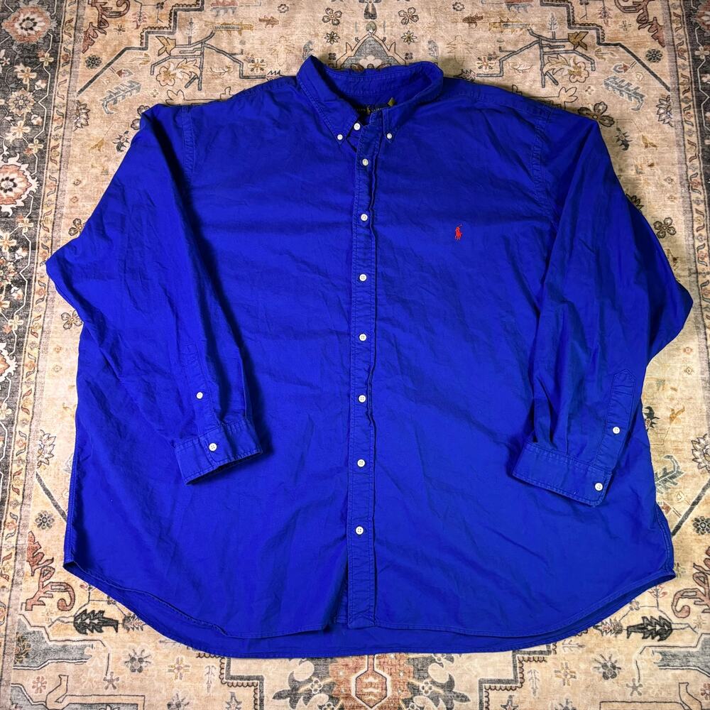 Polo Ralph Lauren Men's Button Down Polo Collared Shirt Blue Summer Size 5XL Big